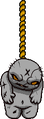 Ultra Greed hanging from the ceiling.