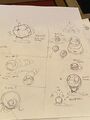 Sketch of what appears to be an older concept of Blighted Ovum, along with other bosses that were to be added in the original The Binding of Isaac's Wrath of the Lamb DLC. Note that the behaviors mentioned in the concept art were never implemented in the original game onwards.